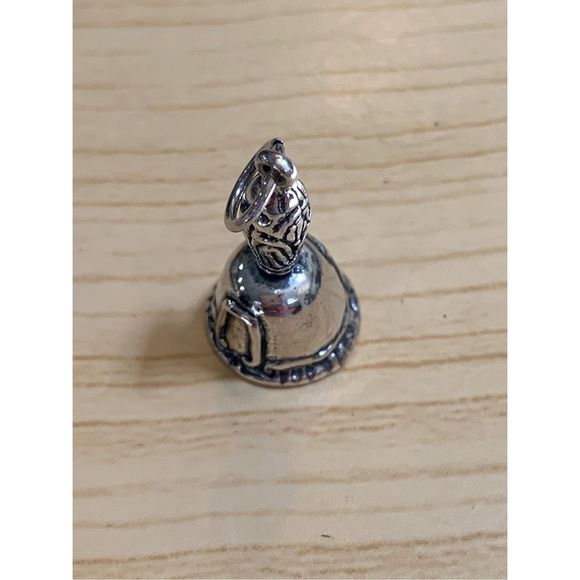 .925 Vintage Rare Hand Bell Sterling Silver Jewelry Charm #bell #rare - Picture 2 of 5